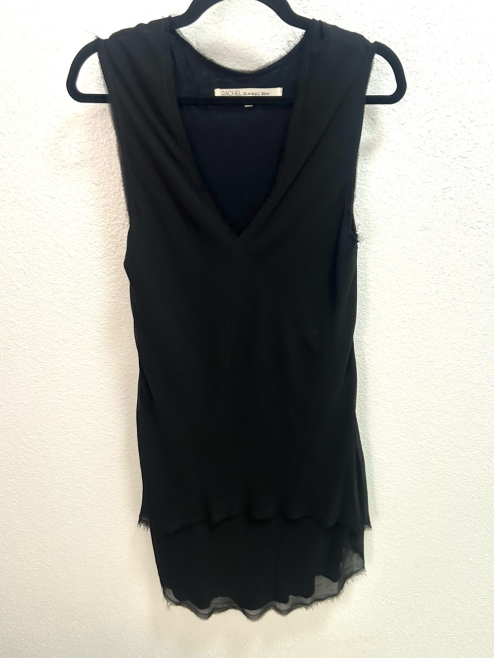RACHEL Rachel Roy Black V-Neck Layered Sleeveless Dress